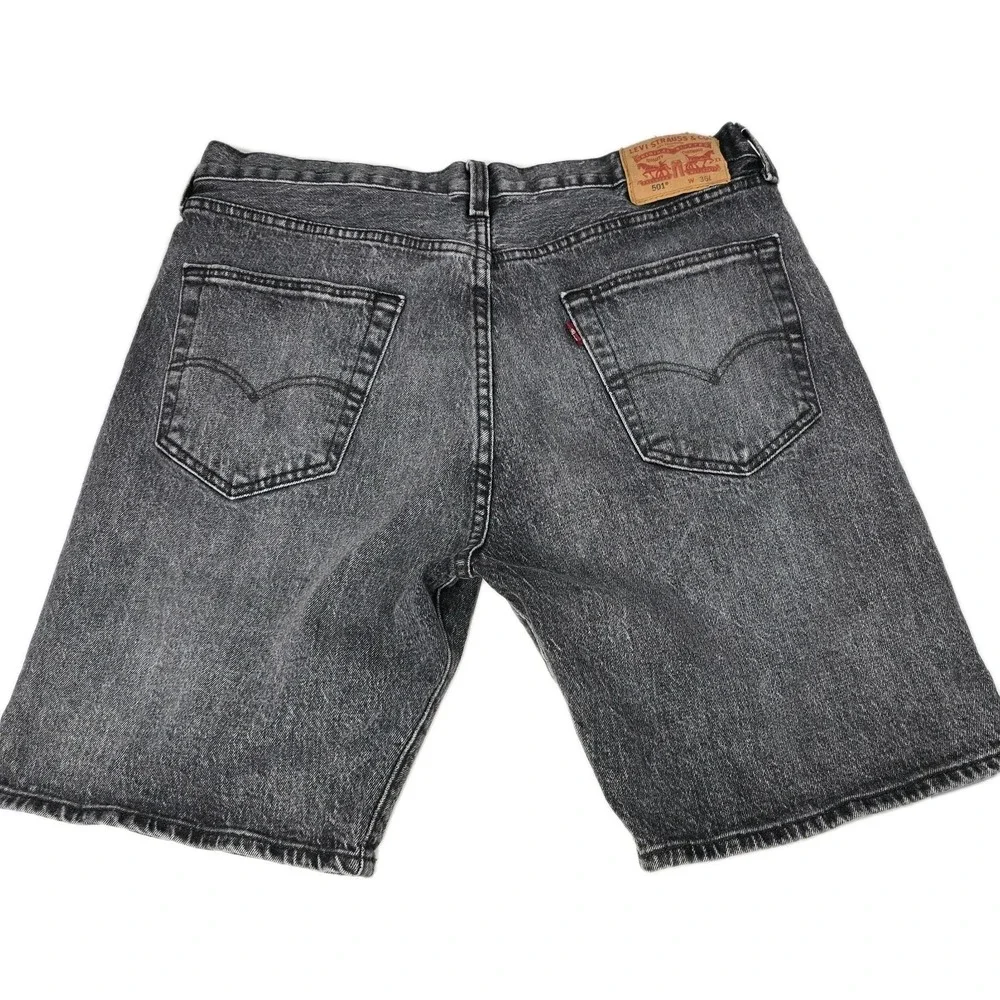 Levi's 501 Washed Black Denim Shorts Button Up 5 Pocket Size 36 Men Vintage